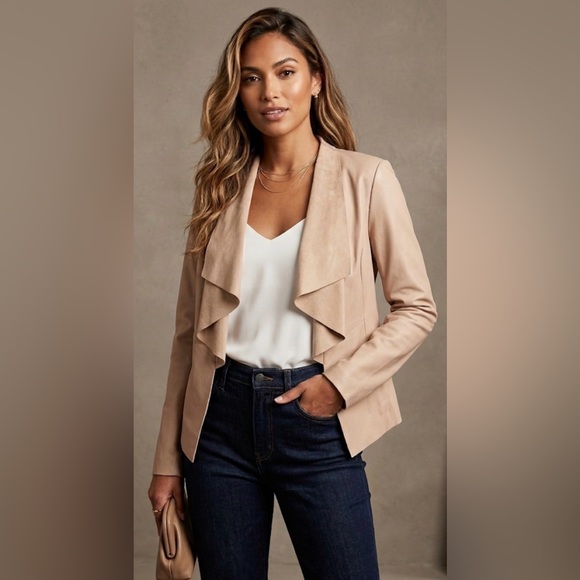 Zara Jackets & Blazers - Zara Women’s Draped Open-Front Blazer Faux Leather Jacket